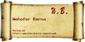 Wehofer Barna névjegykártya